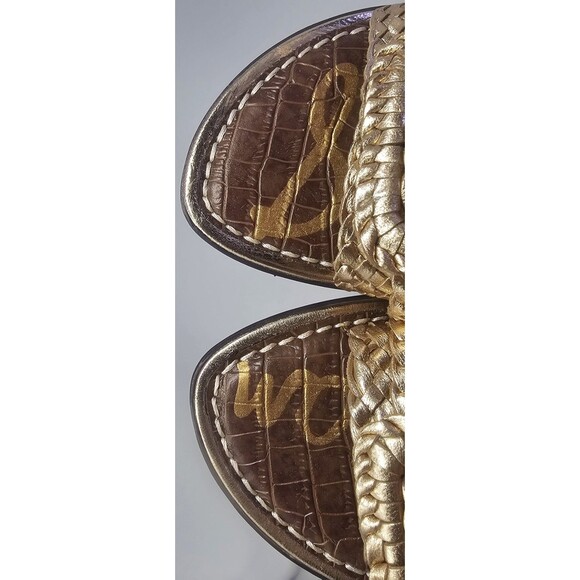 Sam Edelman Gabriela Gold Slip On Leather Slides Sandals 8.5 - Picture 11 of 13